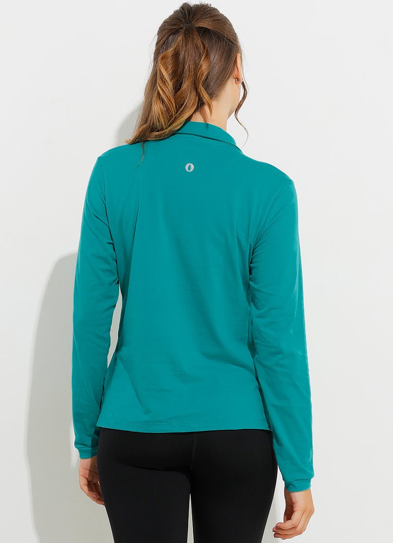Green Court LS Polo Women's LongSleeve Tennis Shirt Dona Jo