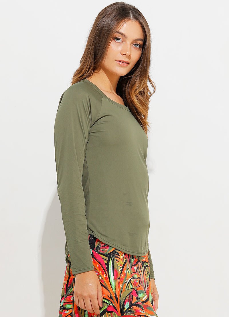 Endurance Top (Alcaparra) UPF 50+ long sleeves Dona Jo Fitwear