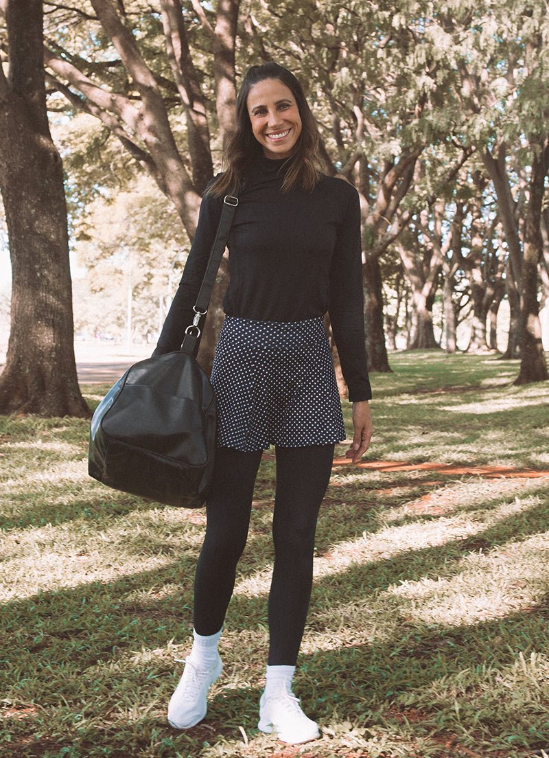 Skirted Legging (Black Polka Dot/Blk) skirted leggings Dona Jo Fitwear