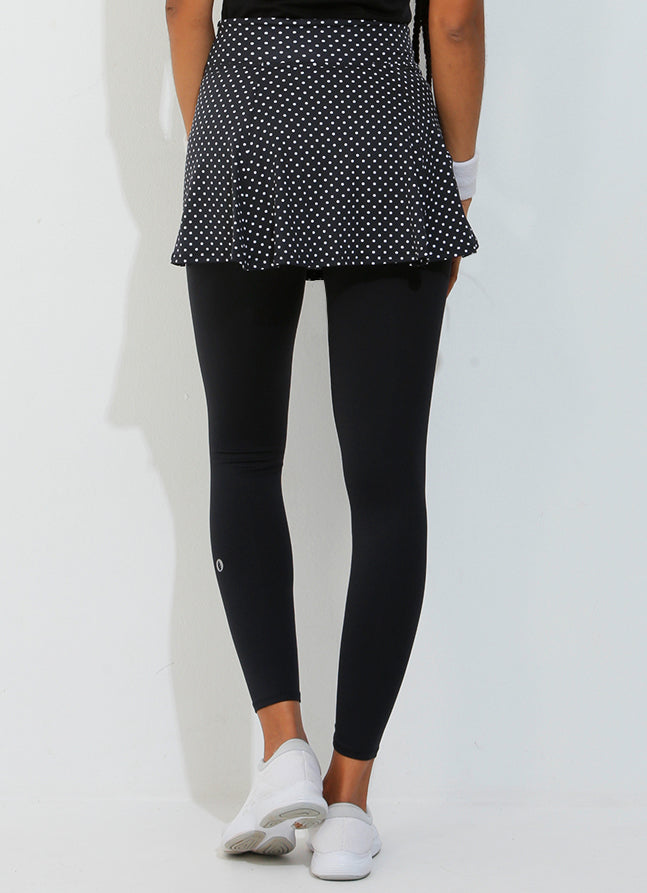 Skirted Legging (Black Polka Dot/Blk) skirted leggings Dona Jo Fitwear