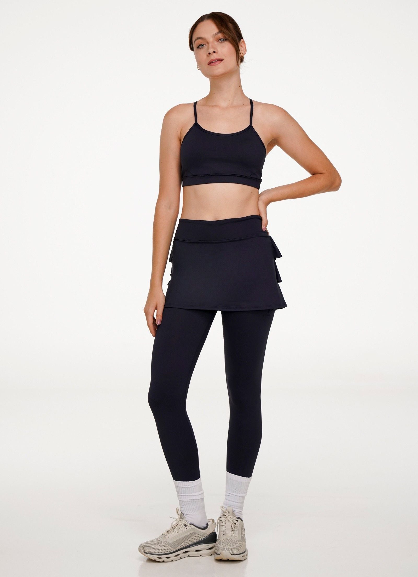 Shakira Skirted Legging (Black) - Pickleball Skirts & Tennis