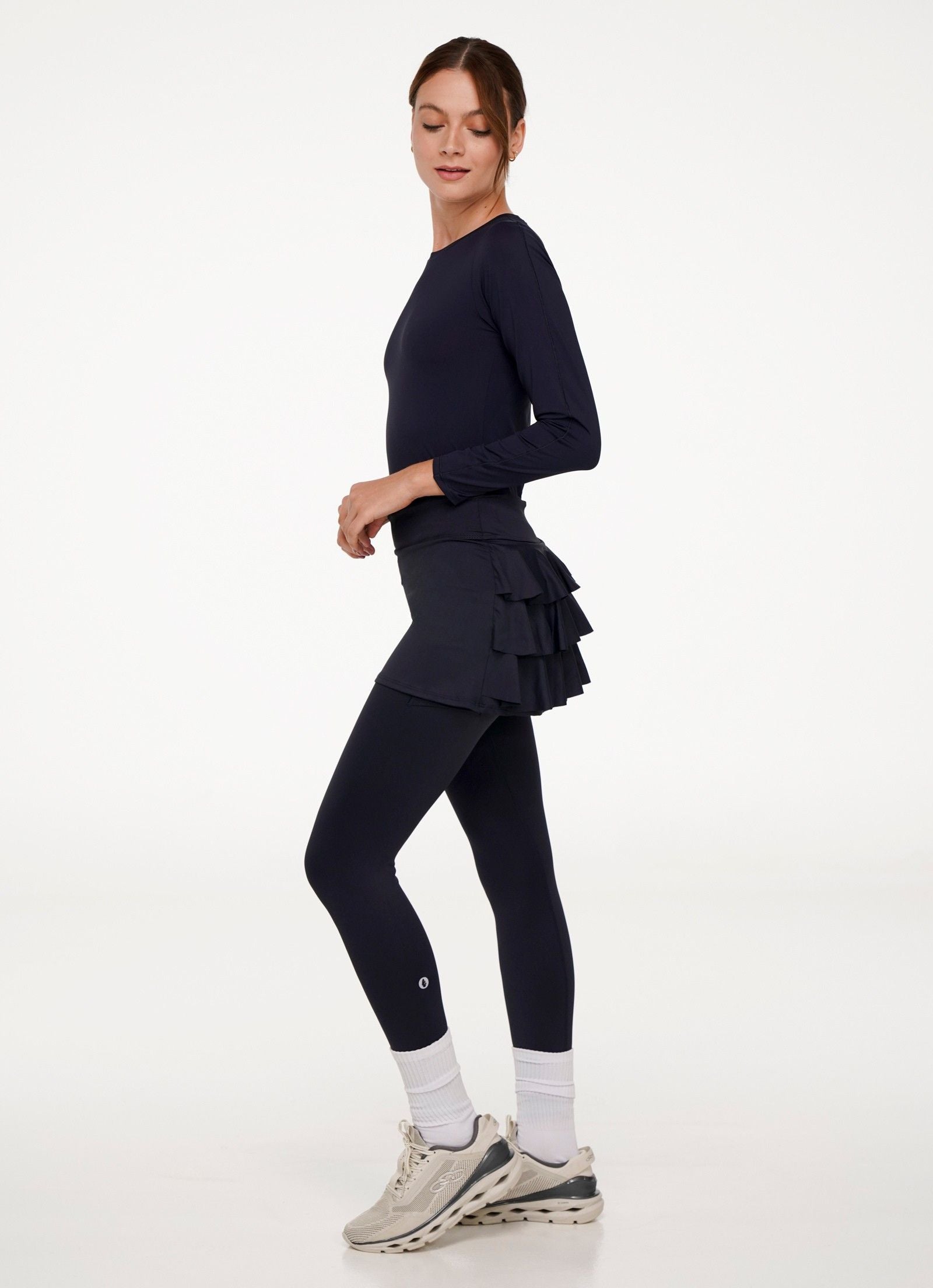 Shakira Skirted Legging (Black) - Pickleball Skirts & Tennis