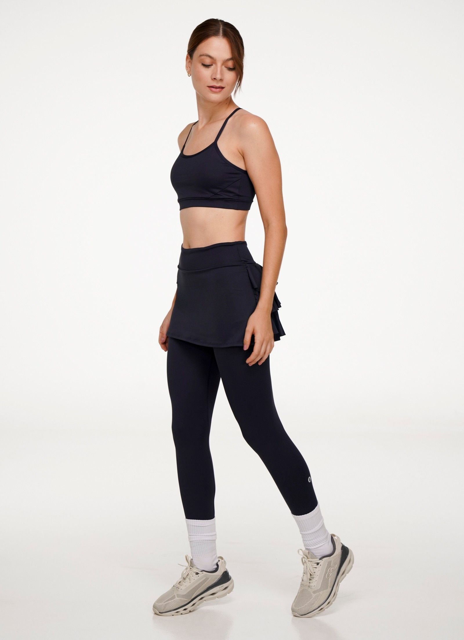 Shakira Skirted Legging (Black) - Pickleball Skirts & Tennis