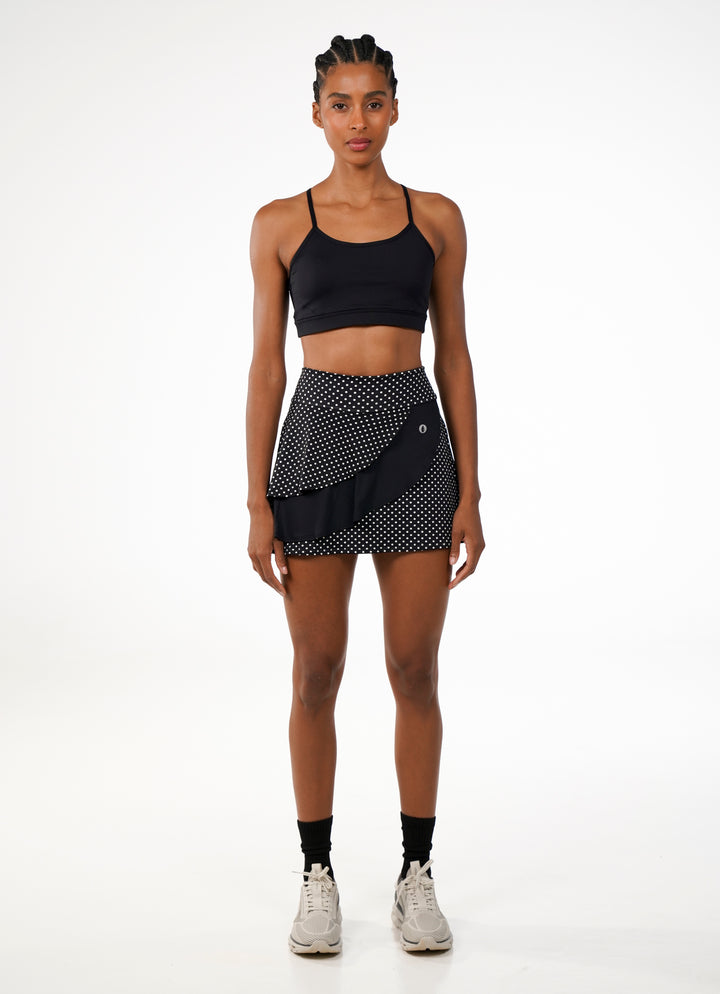 Spin Skirt / Skort (Black Polka Dot/Blk) 14.5"
