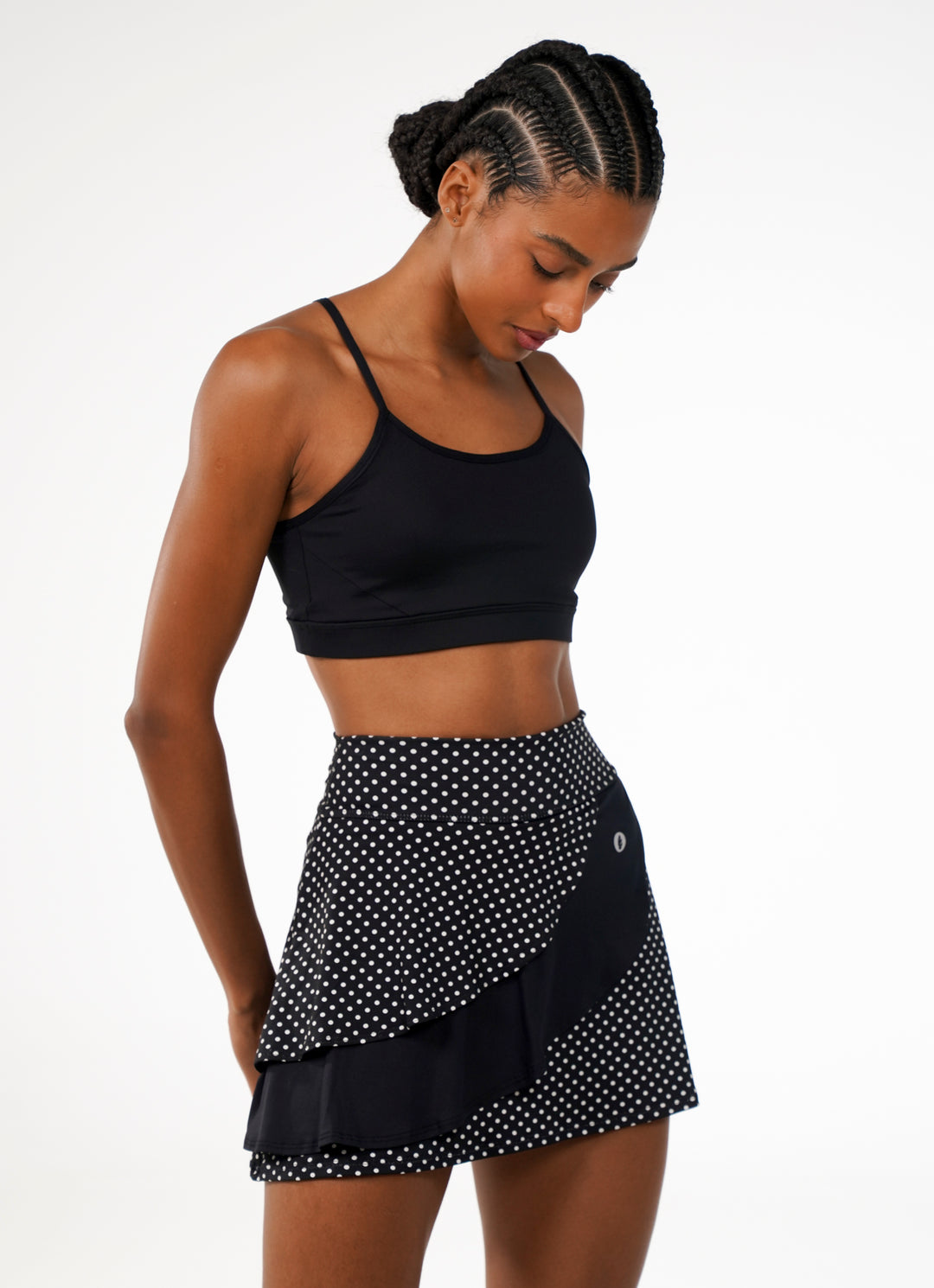 Spin Skirt / Skort (Black Polka Dot/Blk) 14.5"