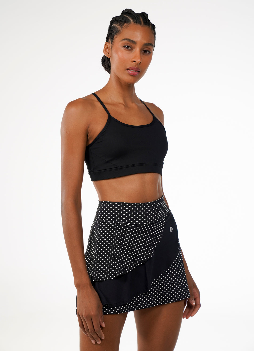 Spin Skirt / Skort (Black Polka Dot/Blk) 14.5"