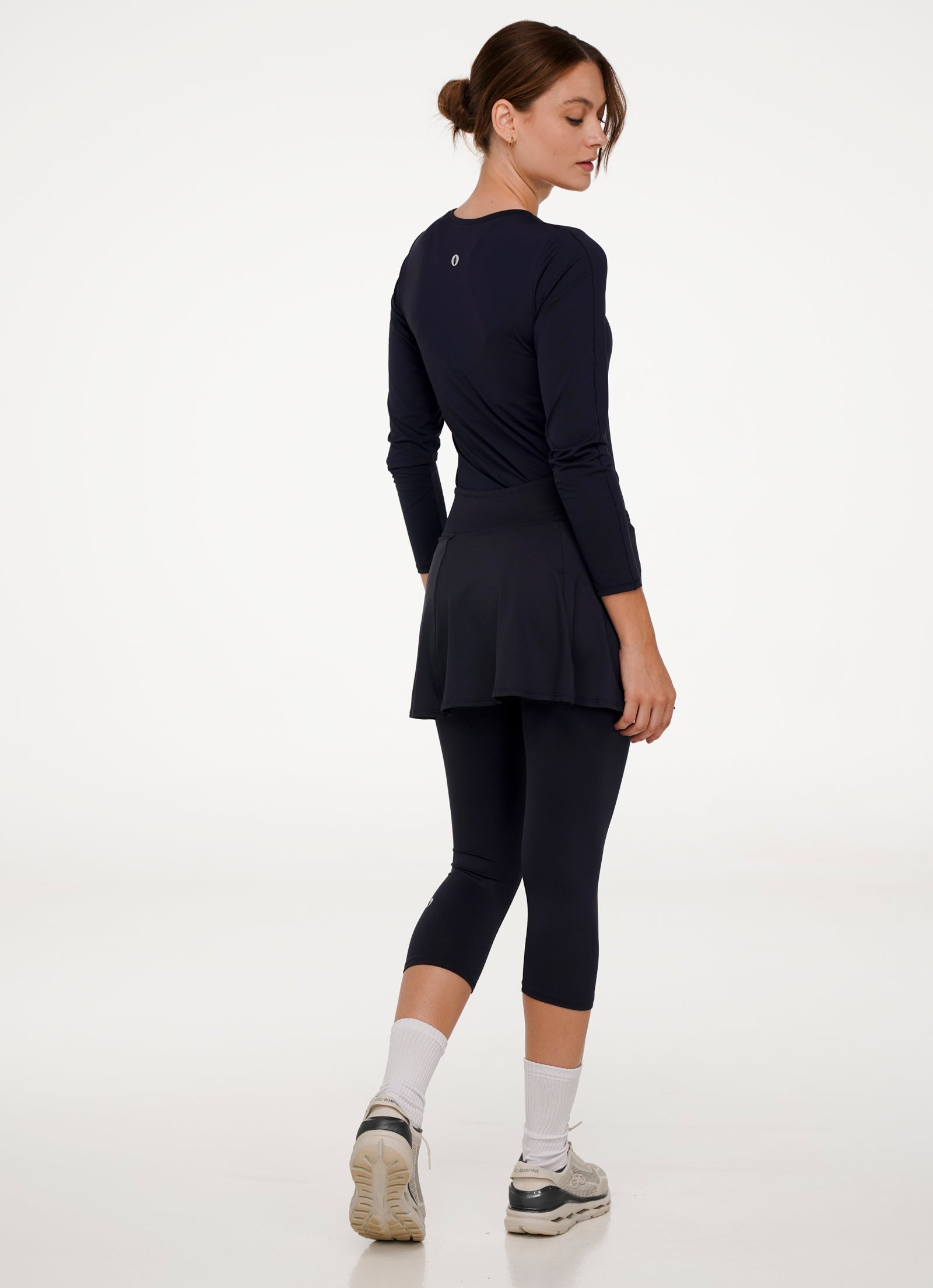 Skirted Capri (Black) - Pickleball Skirts & Tennis Skirts - Dona Jo