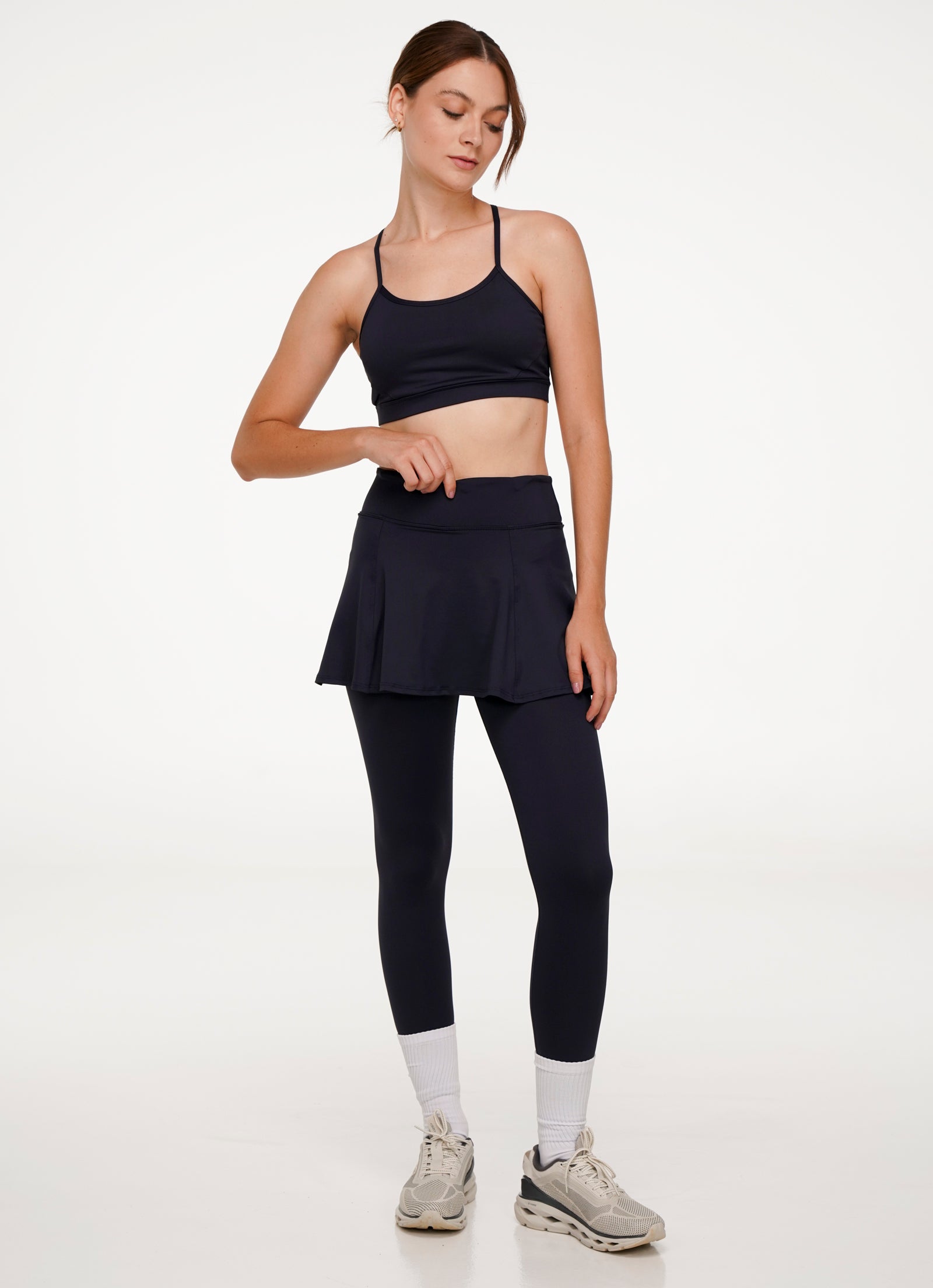 Skirted Legging (Black) - Pickleball Skirts & Tennis Skirts - Dona Jo