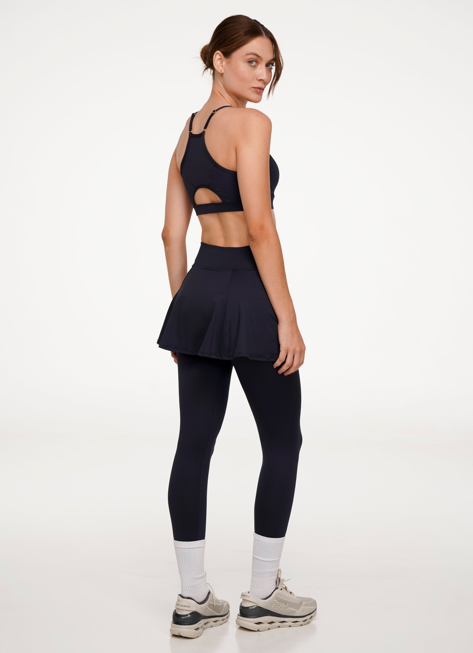 Skirted Legging (Black) - Pickleball Skirts & Tennis Skirts - Dona Jo