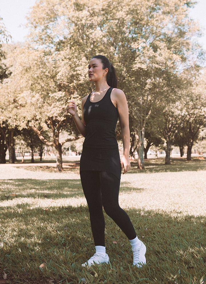 Comfort Skirted Legging (Black) skirted leggings Dona Jo Fitwear   