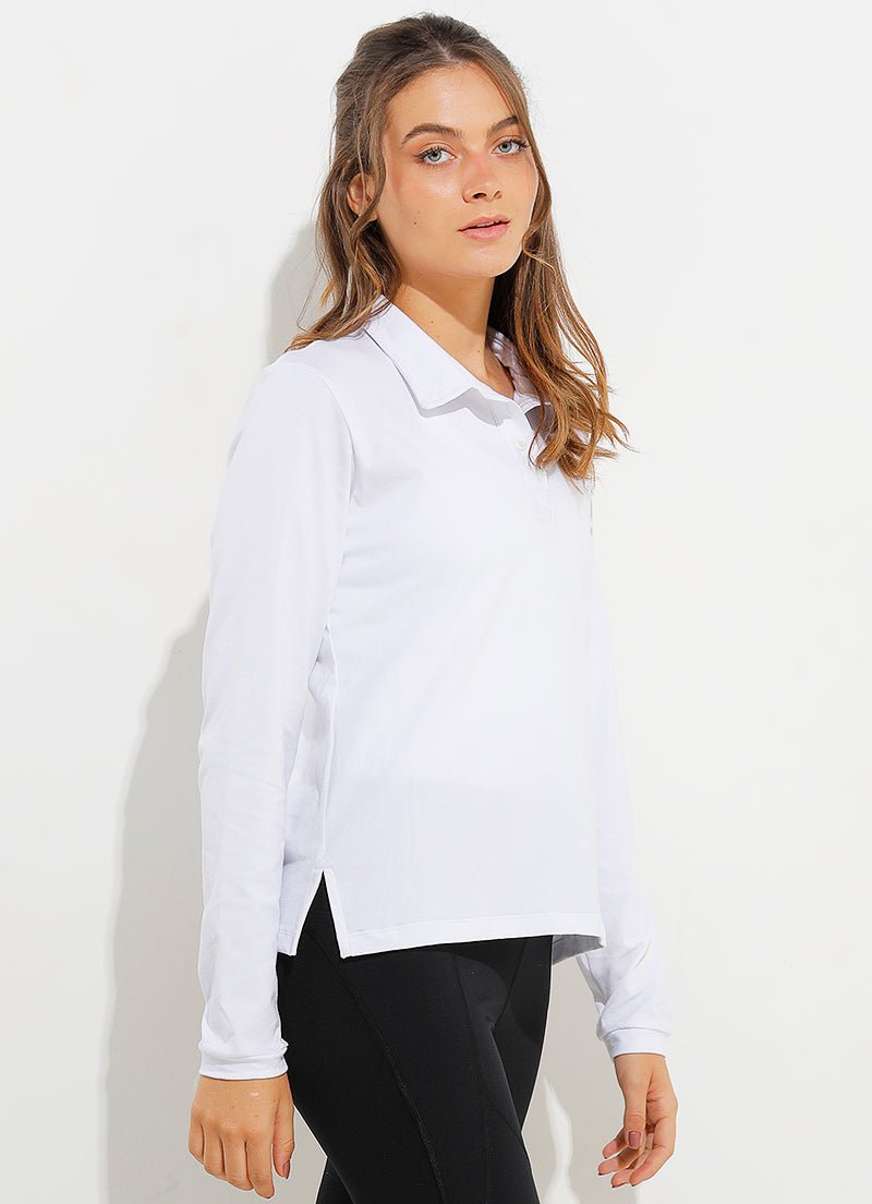 Court LS Polo (White) polos Dona Jo Fitwear   