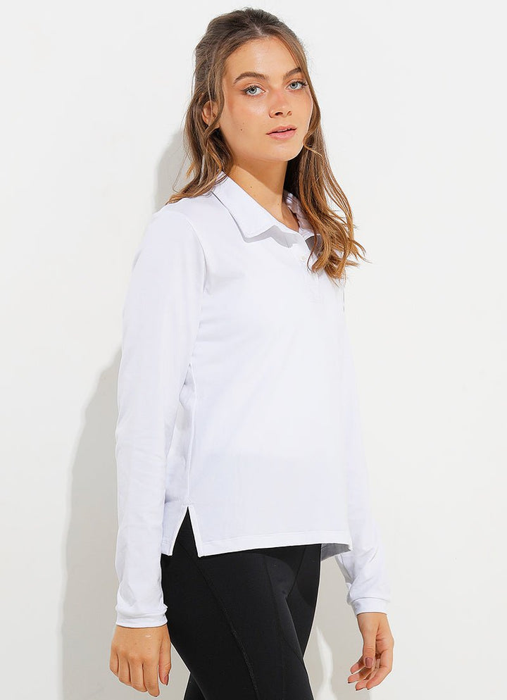 Court LS Polo (White) polos Dona Jo Fitwear   