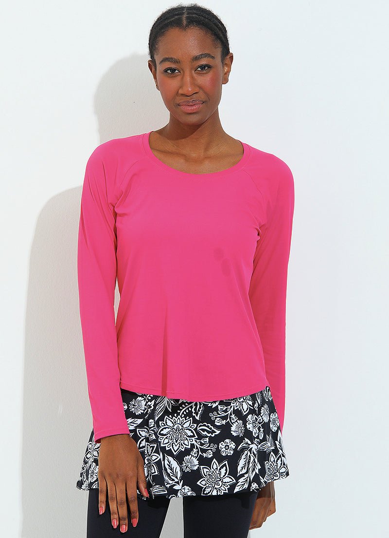SHI1400-PINK BATOM long sleeves Dona Jo Fitwear Pink Batom S 