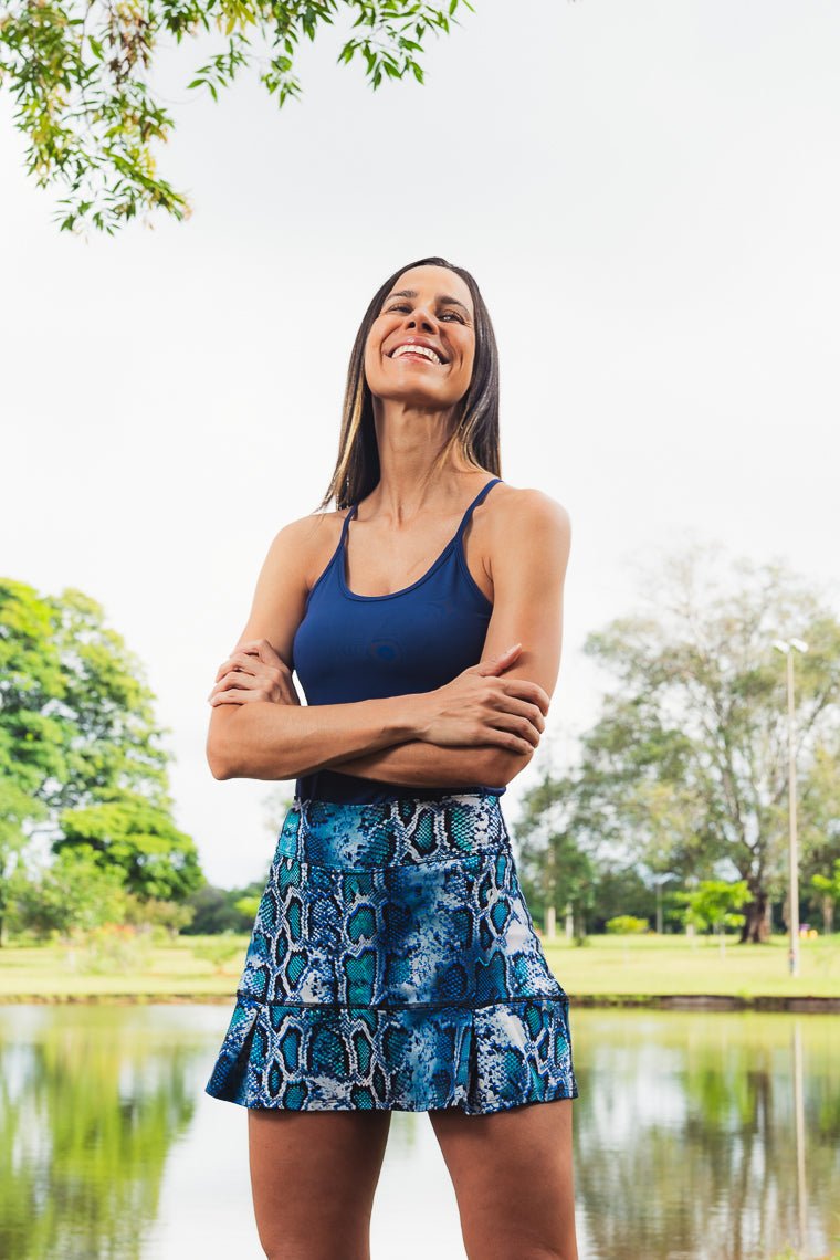 Jupe Tennis Dona Jo Victory - Taille S - Motif Palmes Tropicales Bleu - Neuf Avec étiquettes (NWT)