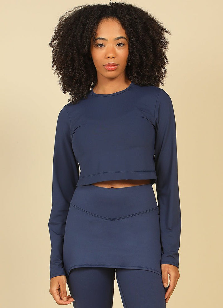 UV Pro Cropped (Navy) UPF 50+ long sleeves Dona Jo Fitwear   